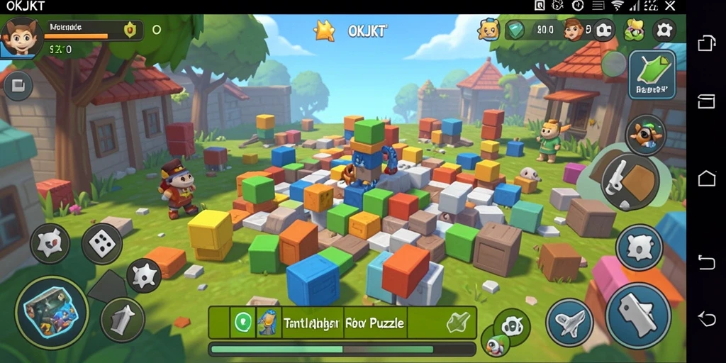 Tampilan gameplay menarik dari OKJKT dengan berbagai puzzle menantang.