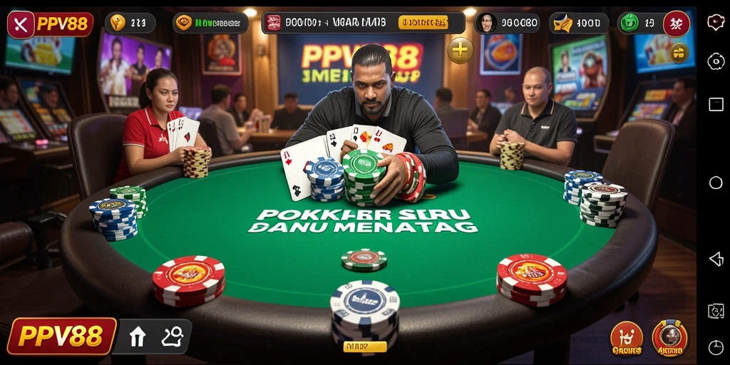Tampilan permainan Poker yang menarik dan interaktif.