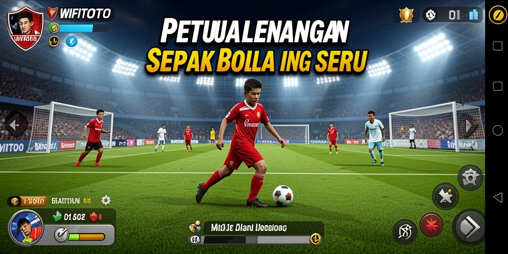 Tangkapan layar gameplay WIFITOTO yang menampilkan pertandingan sepak bola yang seru.